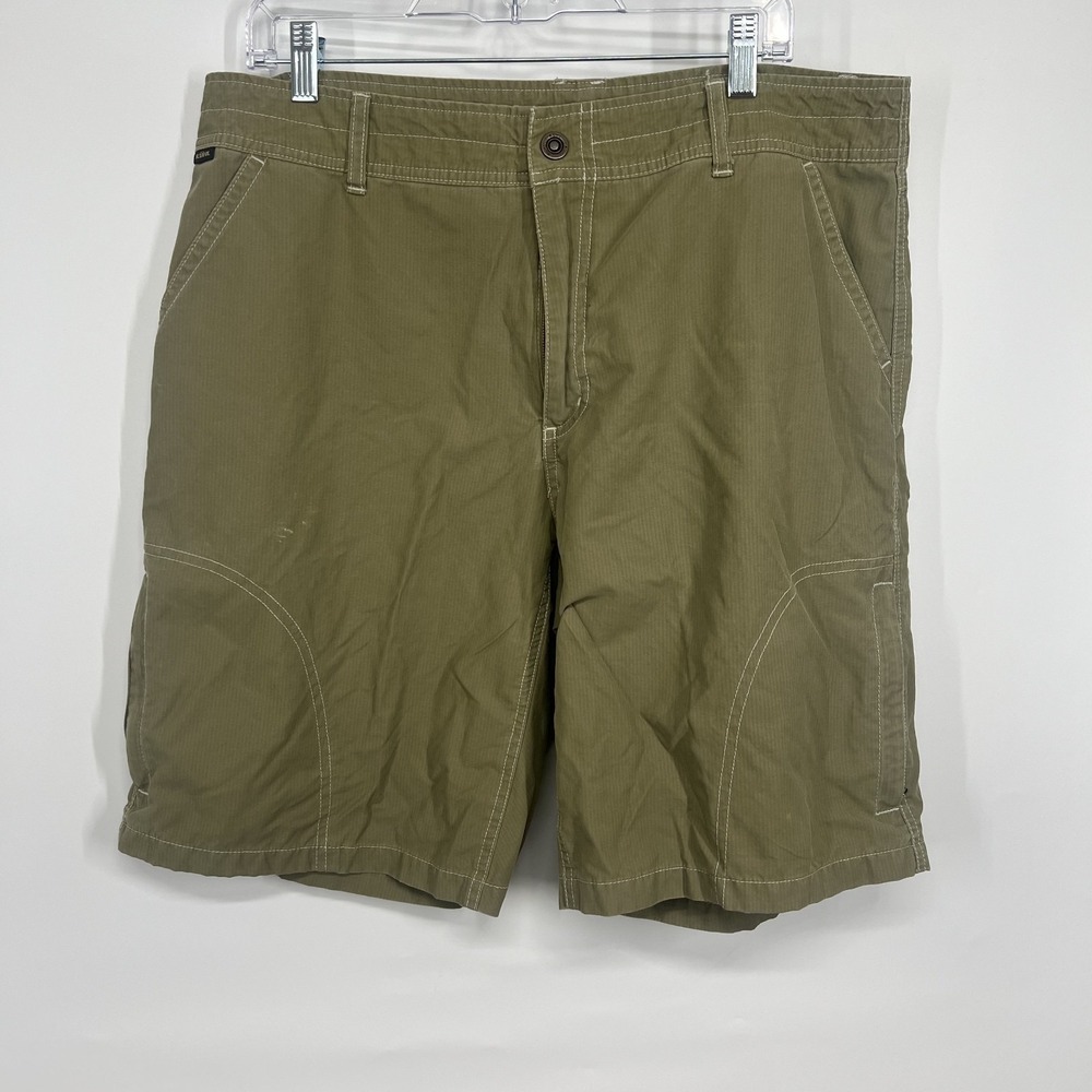 Kuhl Ramblr Shorts Mens 36 Green Stretch Canvas Cargo Hiking Outdoor Pocket 5125